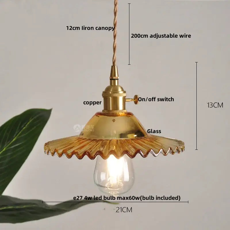 Brass Glass Kitchen Dining Pendant Light