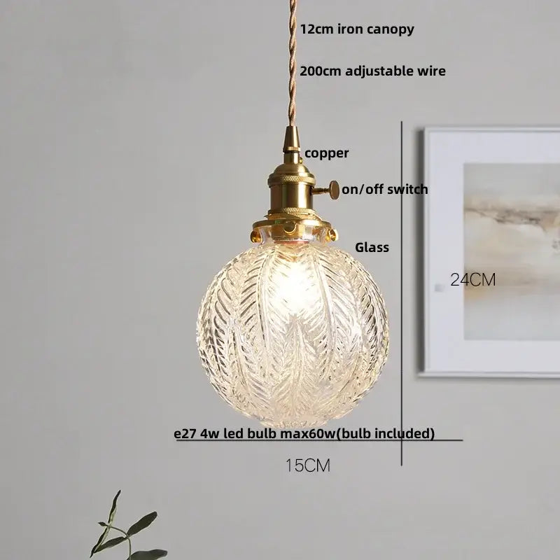 Brass Glass Adjustable Dining Pendant Light