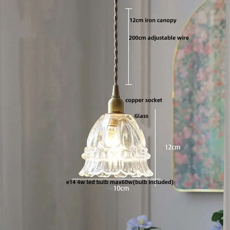 Brass Glass Adjustable Dining Pendant Light