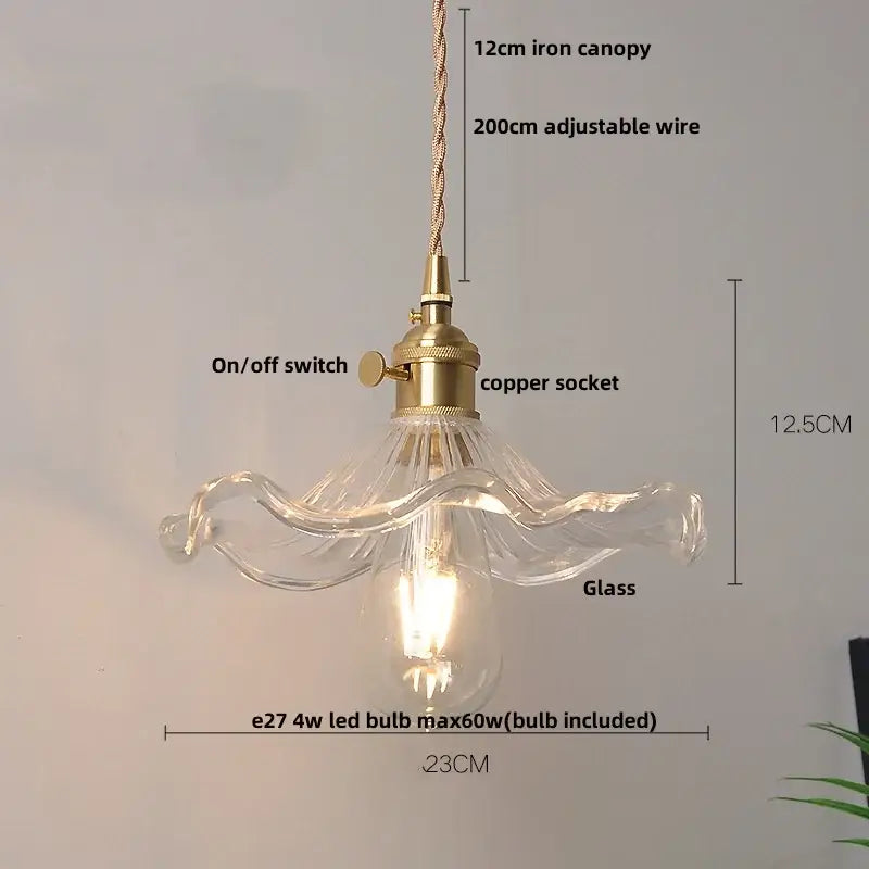 Brass Glass Adjustable Dining Pendant Light