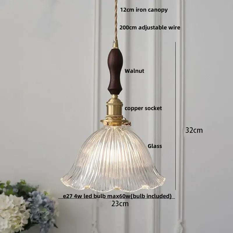 Brass Glass Adjustable Dining Pendant Light