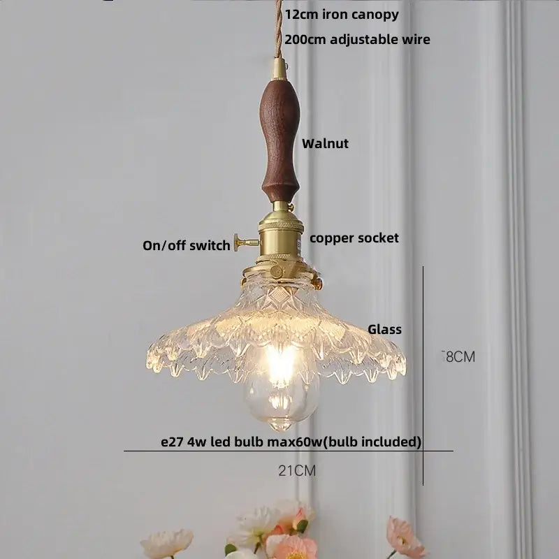 Brass Glass Adjustable Dining Pendant Light