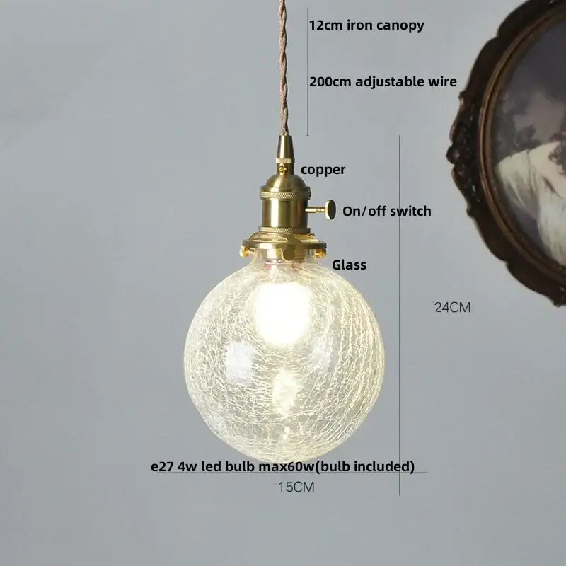 Brass Glass Adjustable Dining Pendant Light