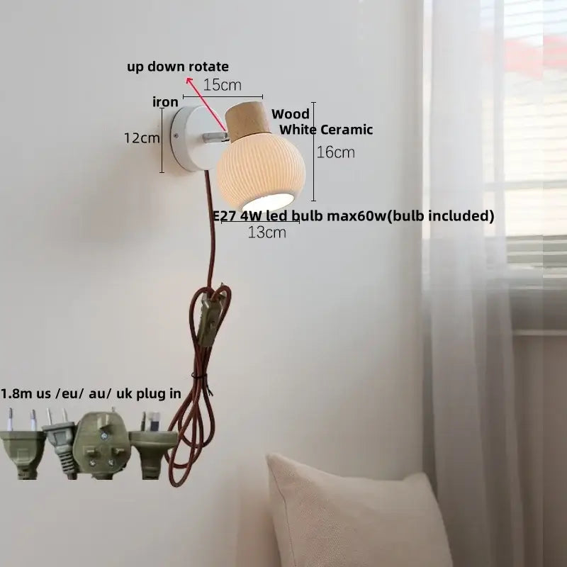 Ceramic Wood Wall Light