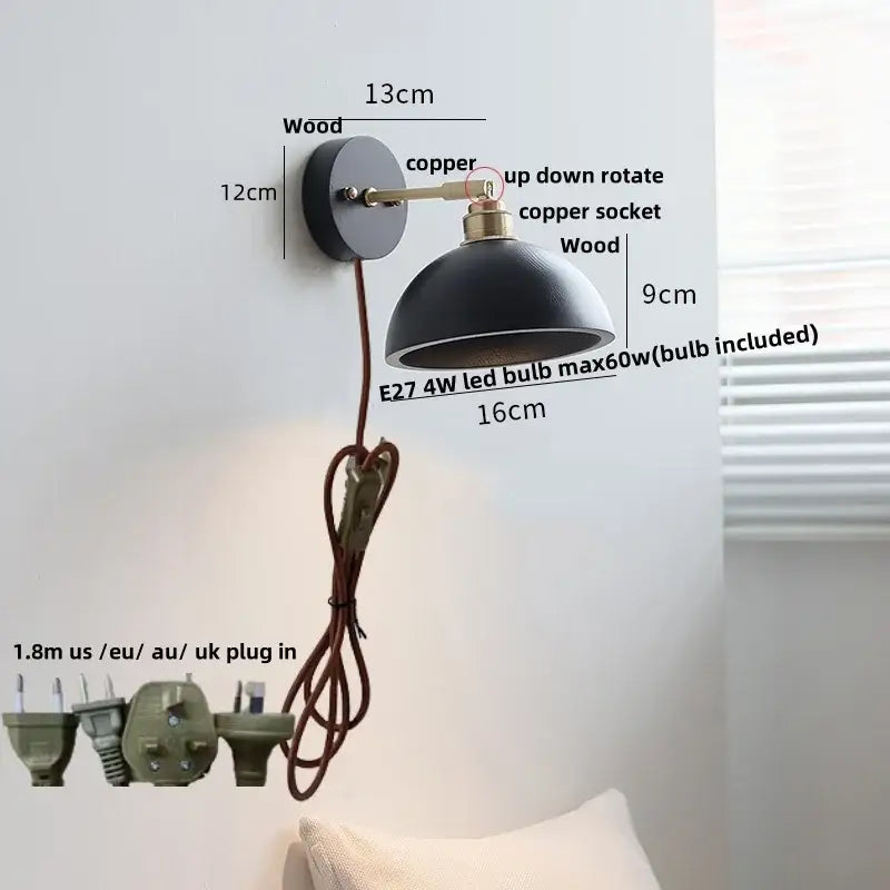 Copper Ribbed Glass Wall Lamp