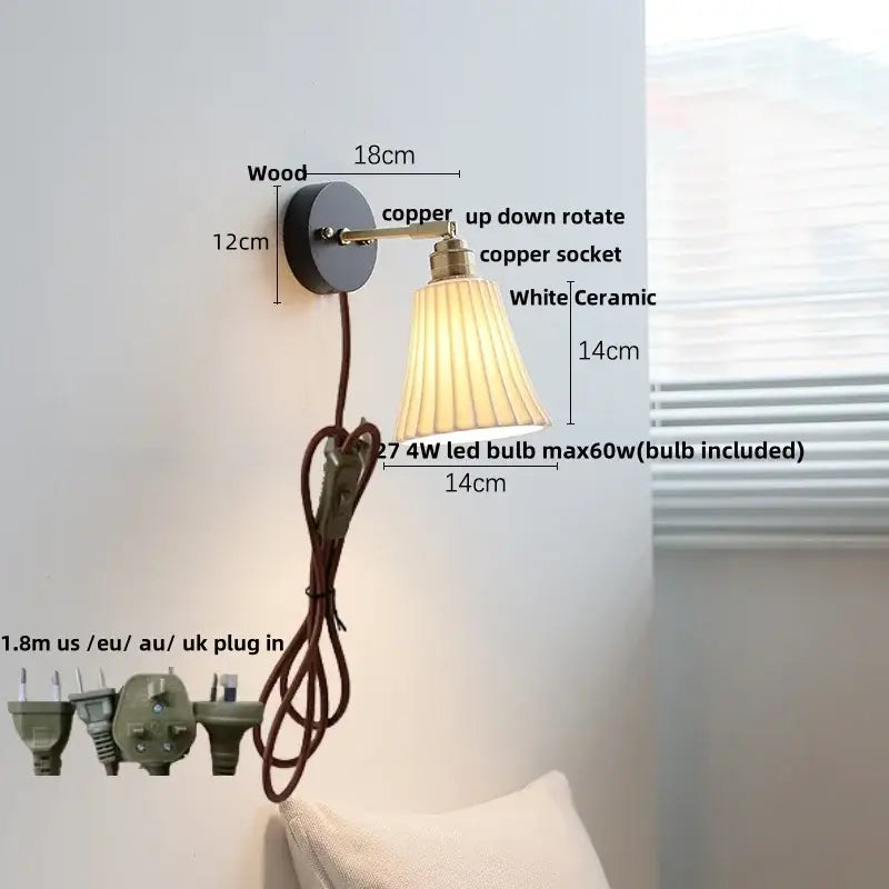 Copper Ribbed Glass Wall Lamp