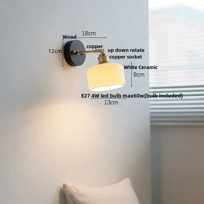 Copper Ribbed Glass Wall Lamp