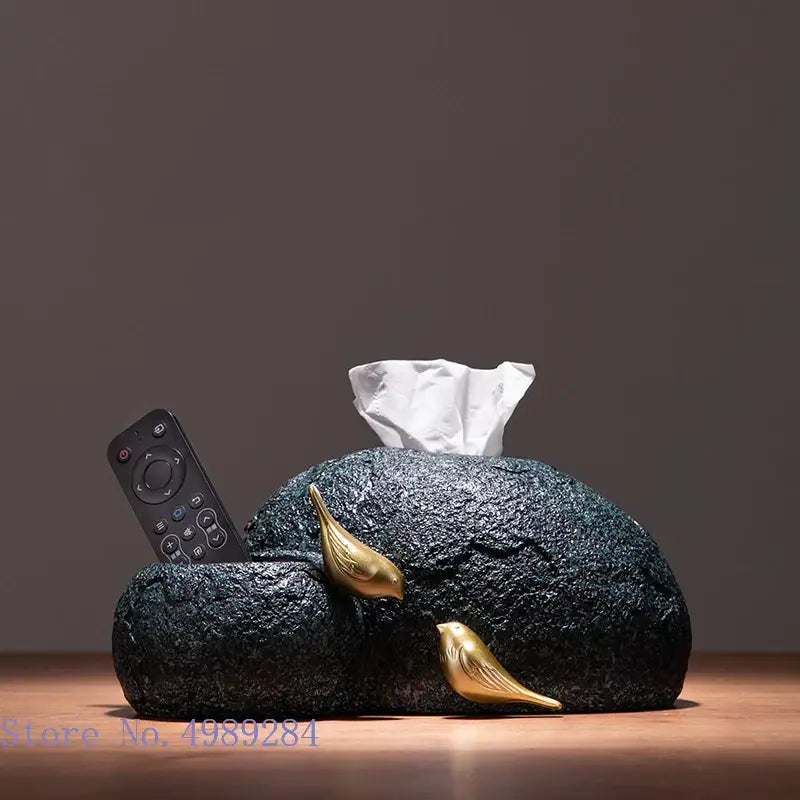 Black Gold Bird Tissue Box