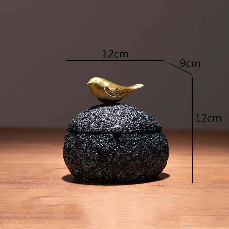 Black Gold Bird Tissue Box