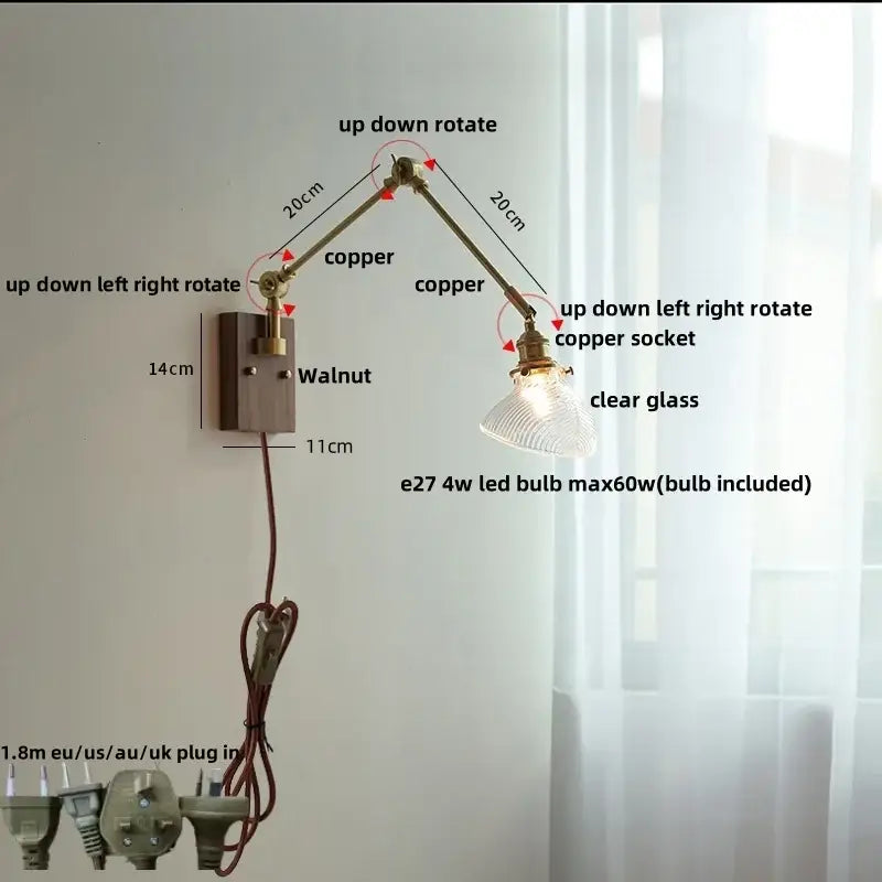 Brass Glass Wall Light
