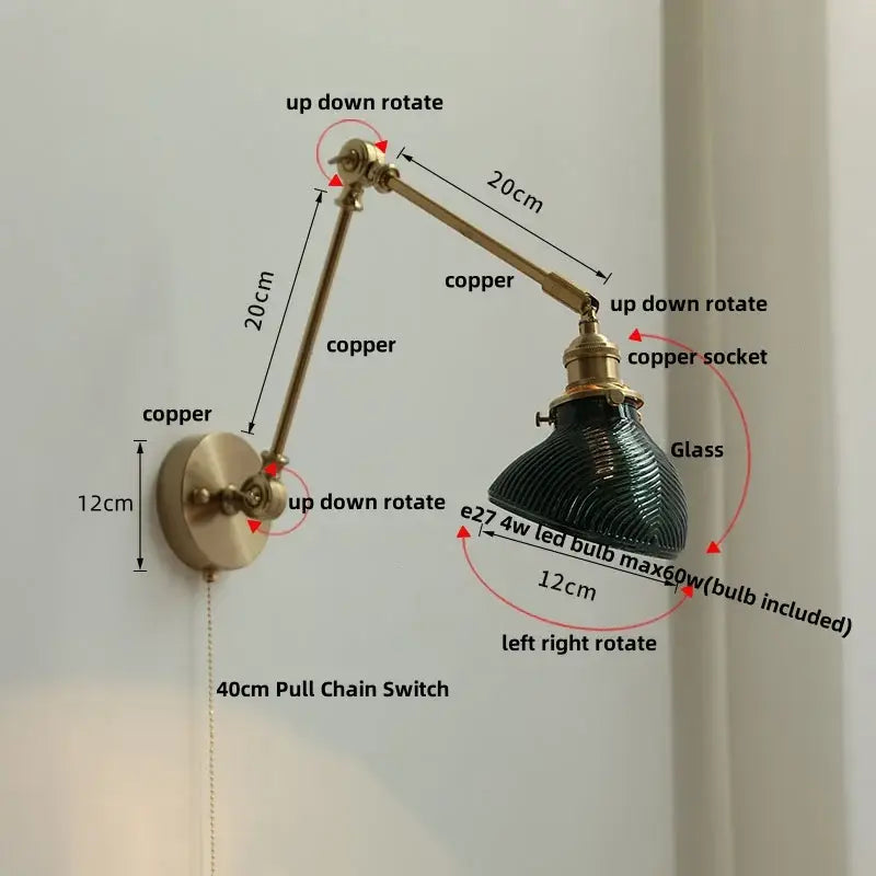Brass Glass Wall Light