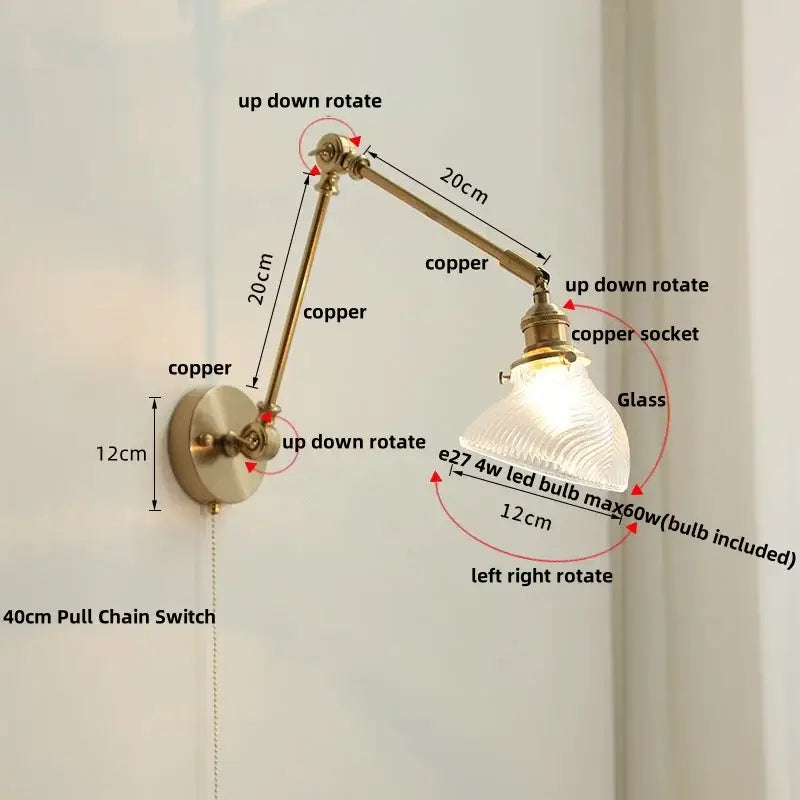 Brass Glass Wall Light