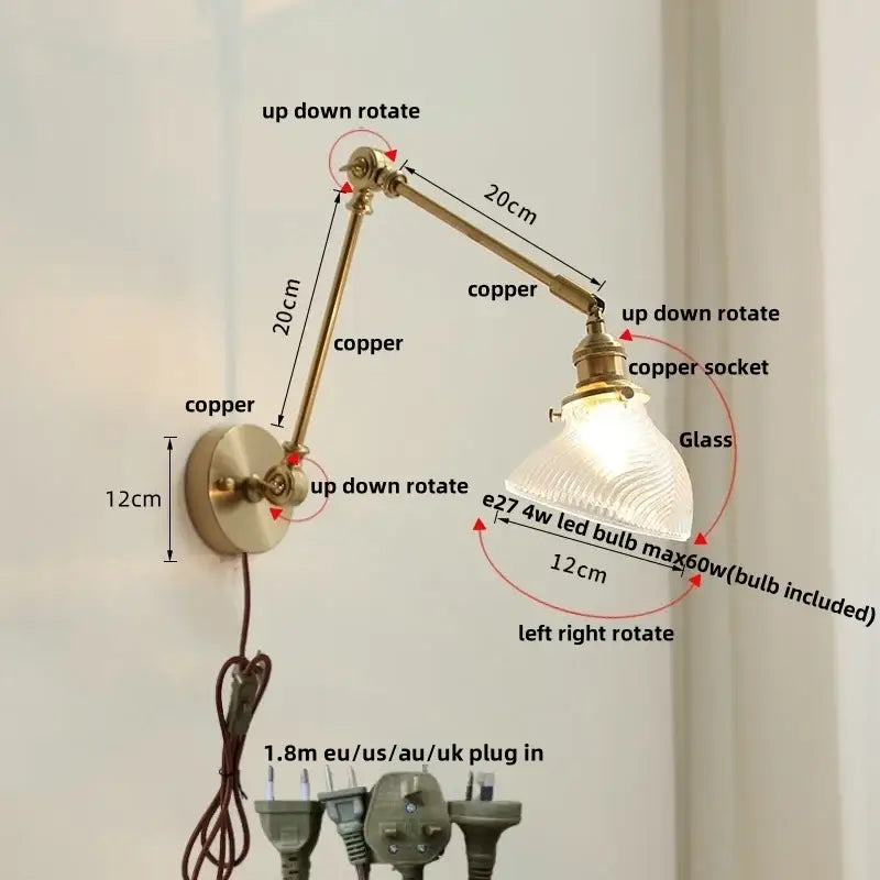 Brass Glass Wall Light