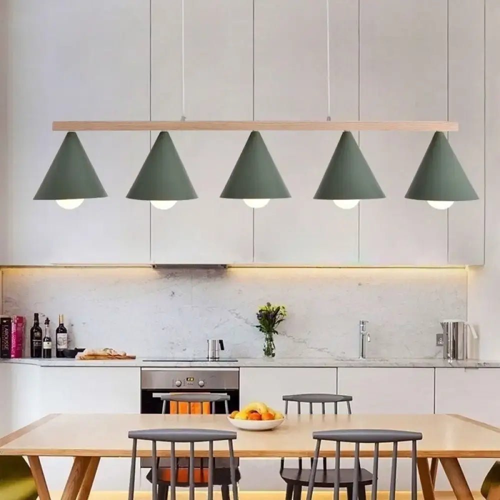 Green Wood Pendant Light