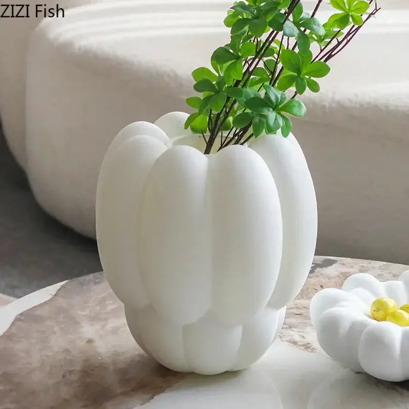 White Ceramic Petal Vase