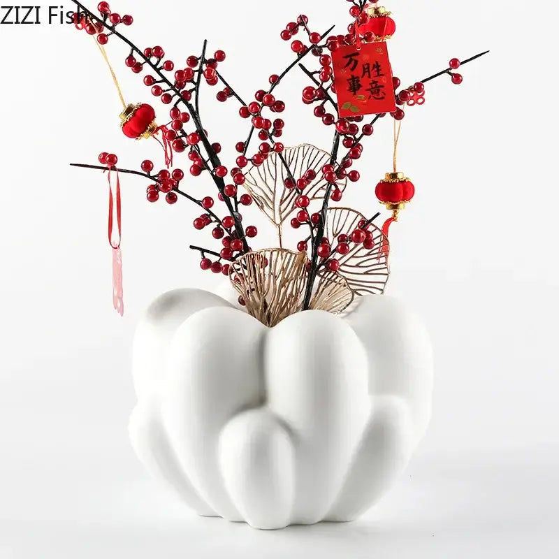 White Ceramic Petal Vase
