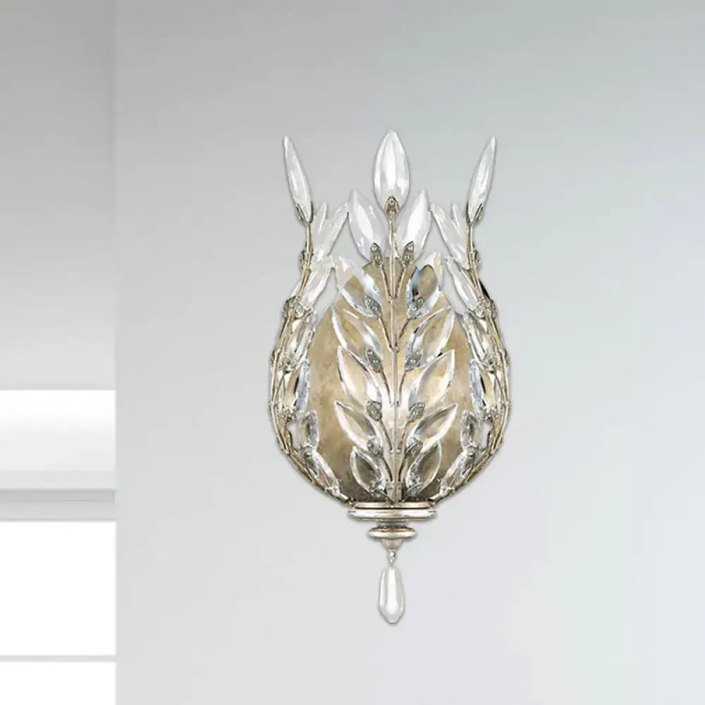 Brass Crystal Single Drop Wall Light