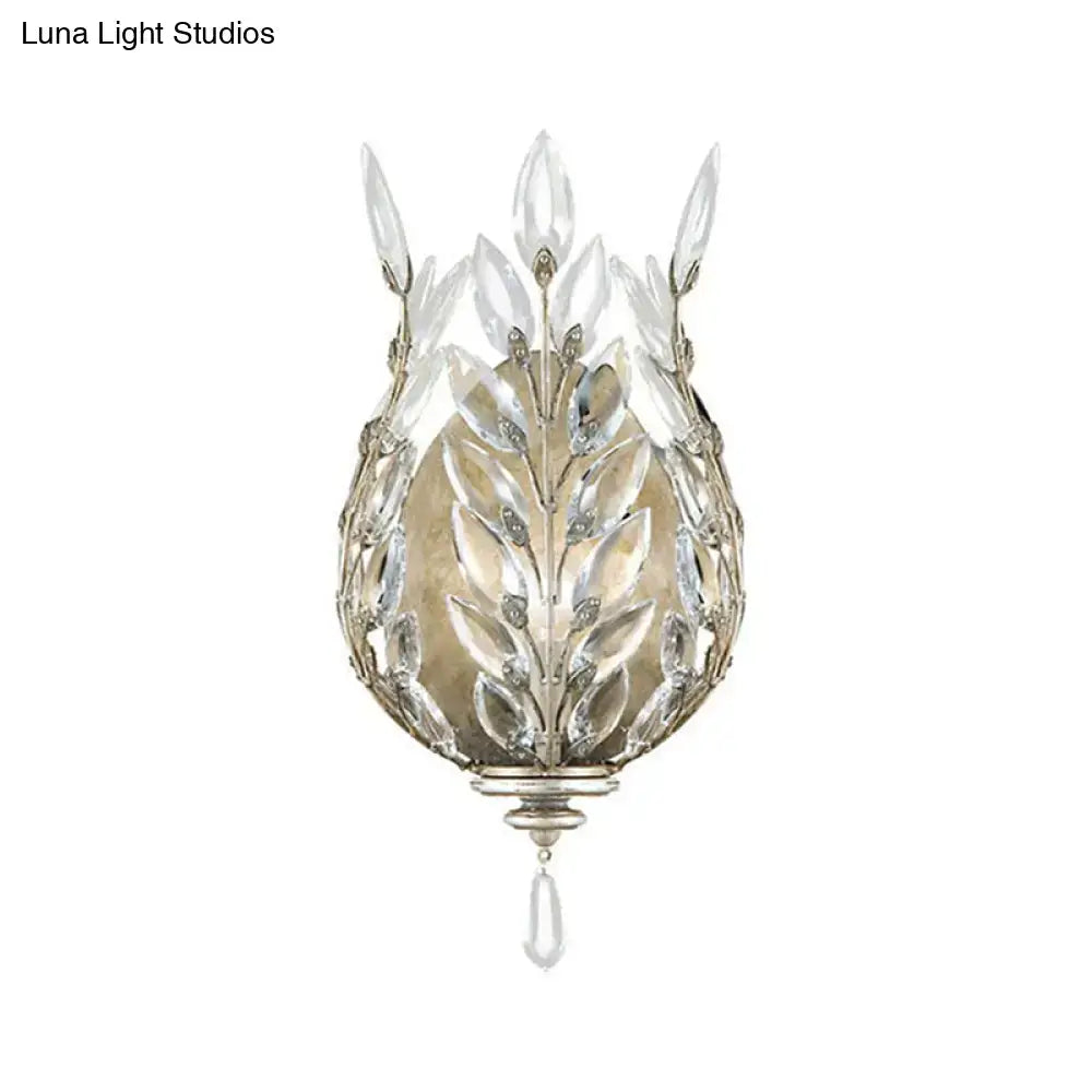 Brass Crystal Single Drop Wall Light