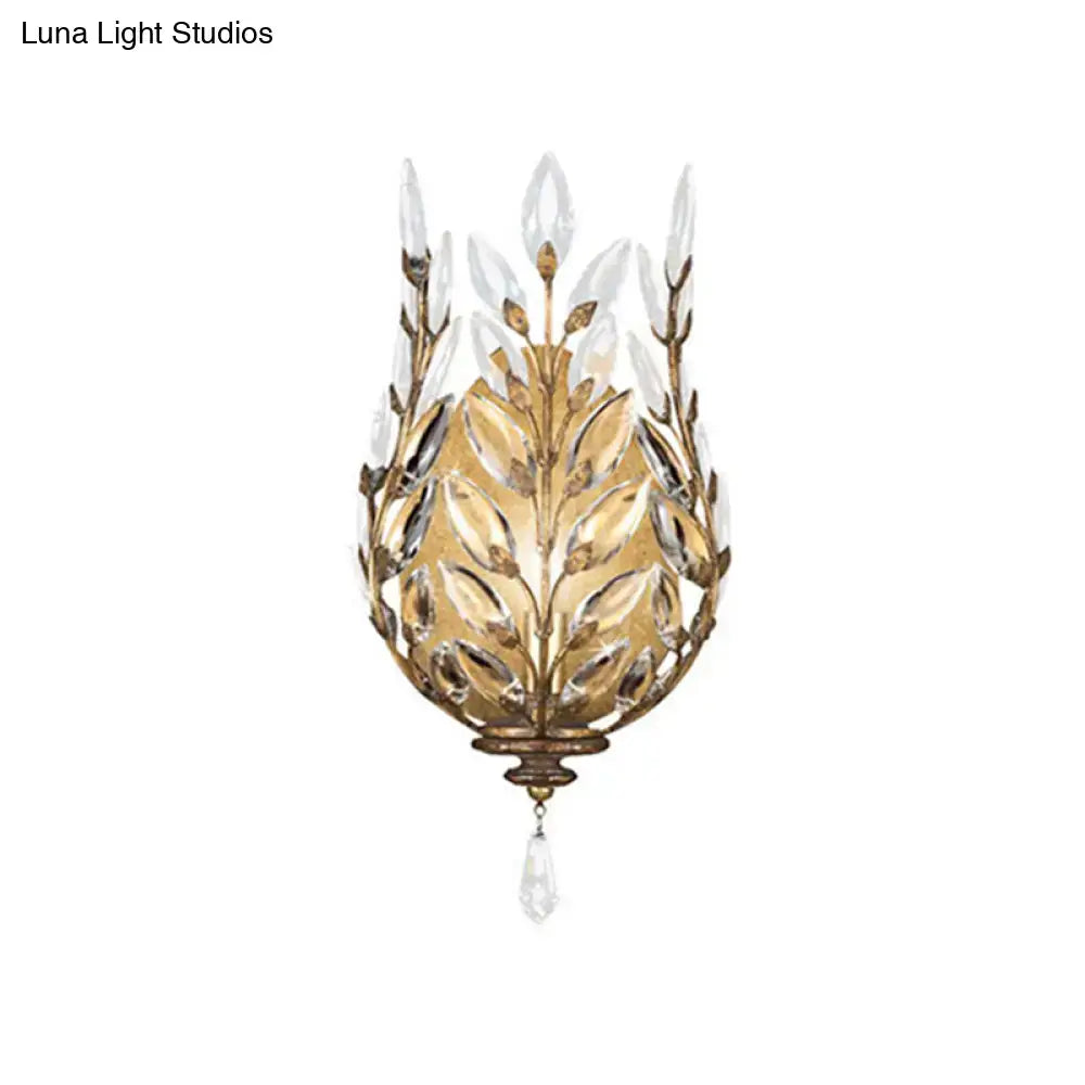 Brass Crystal Single Drop Wall Light