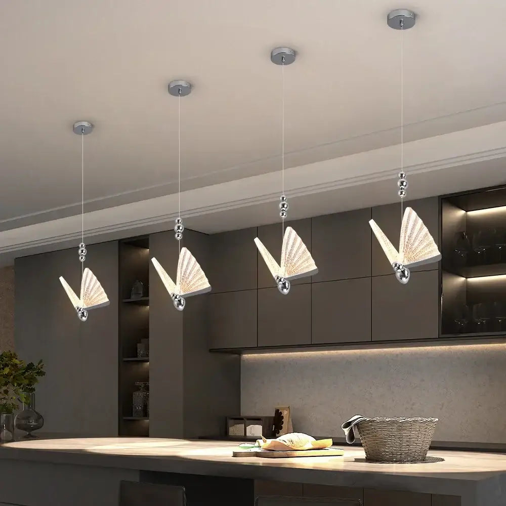 Silver Butterfly LED Chandelier