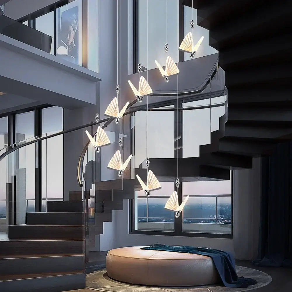 Silver Butterfly LED Chandelier