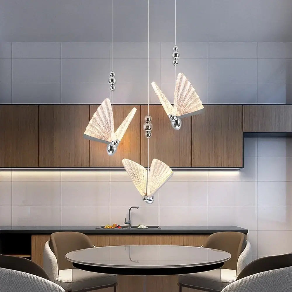 Silver Butterfly LED Chandelier