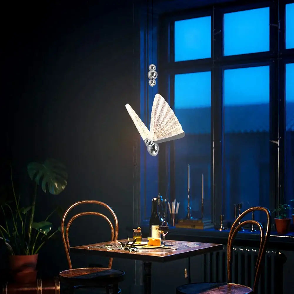 Silver Butterfly Pendant Light