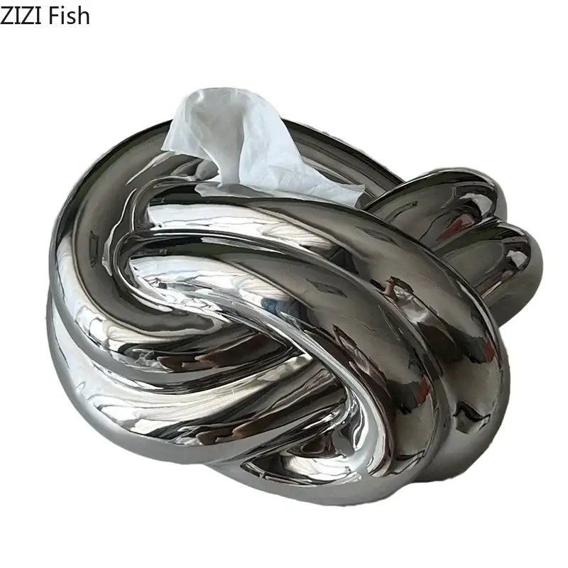 Silver Ceramic Tissue Box