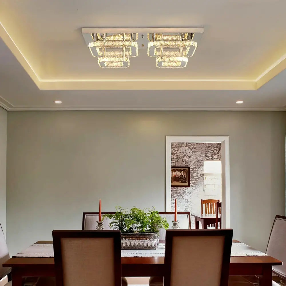 Silver Crystal Ceiling Chandelier
