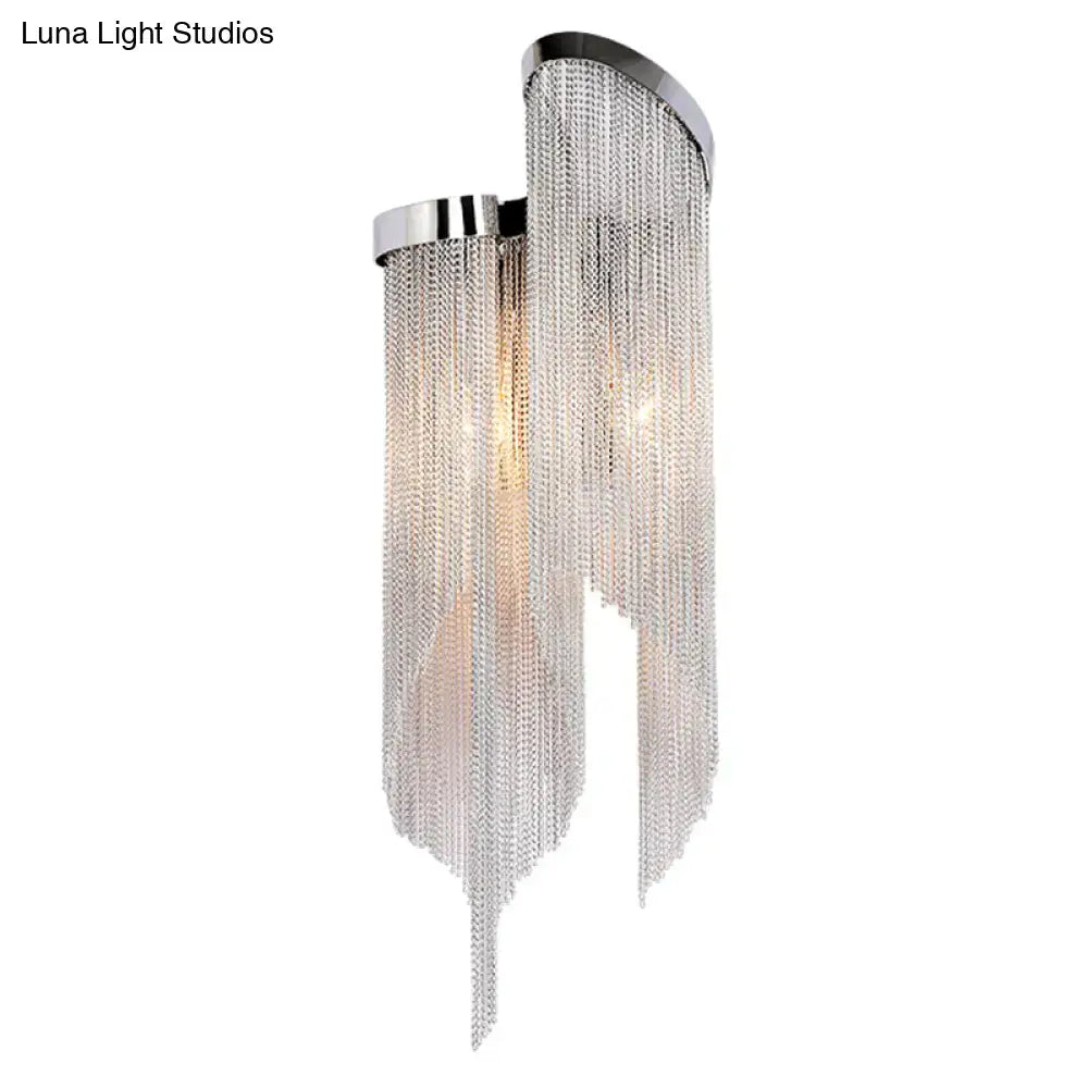 Silver Crystal Tassel Wall Light