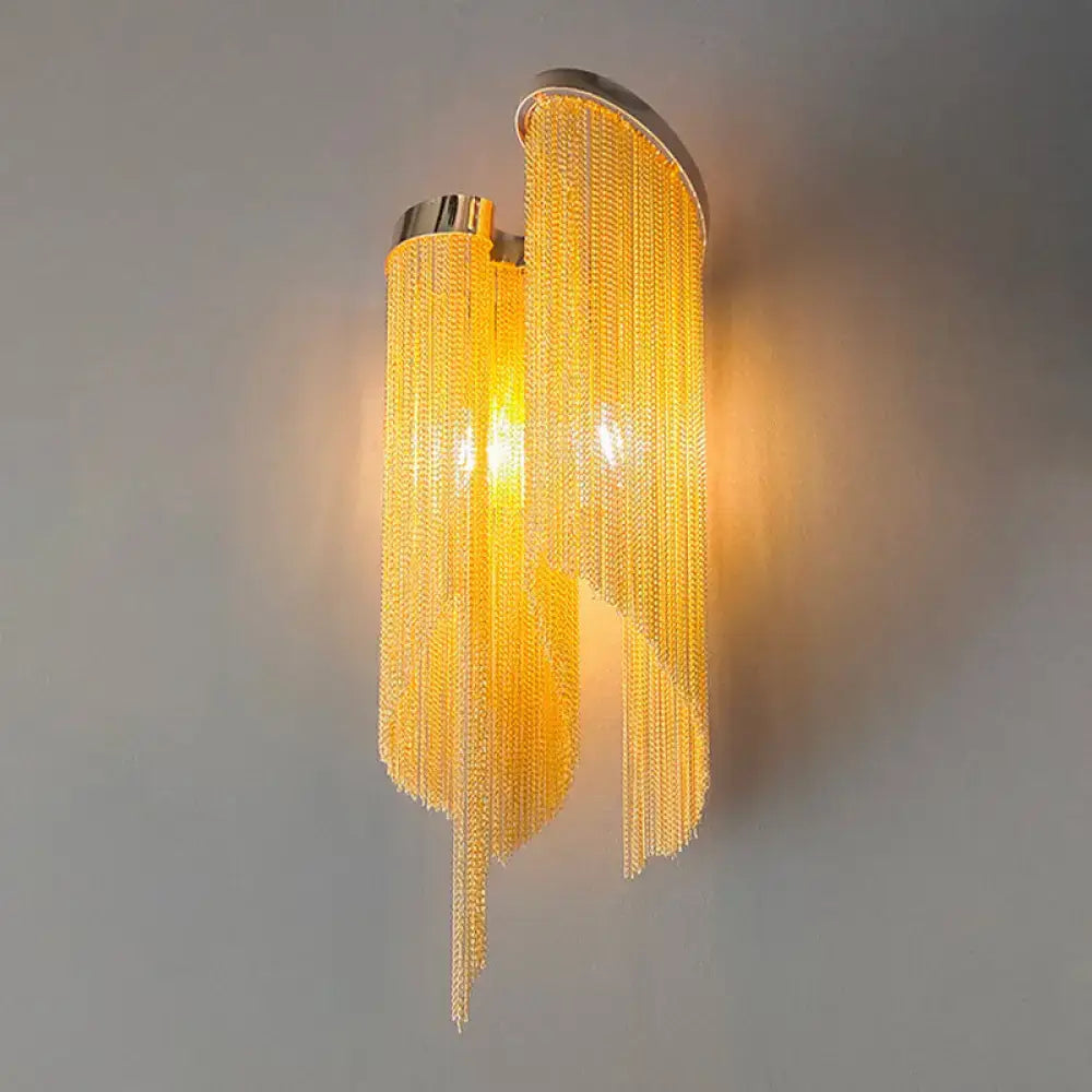 Silver Crystal Tassel Wall Light