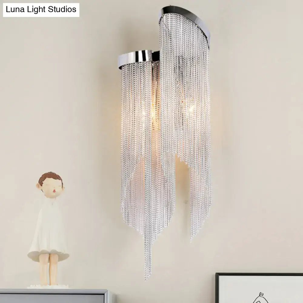 Silver Crystal Tassel Wall Light