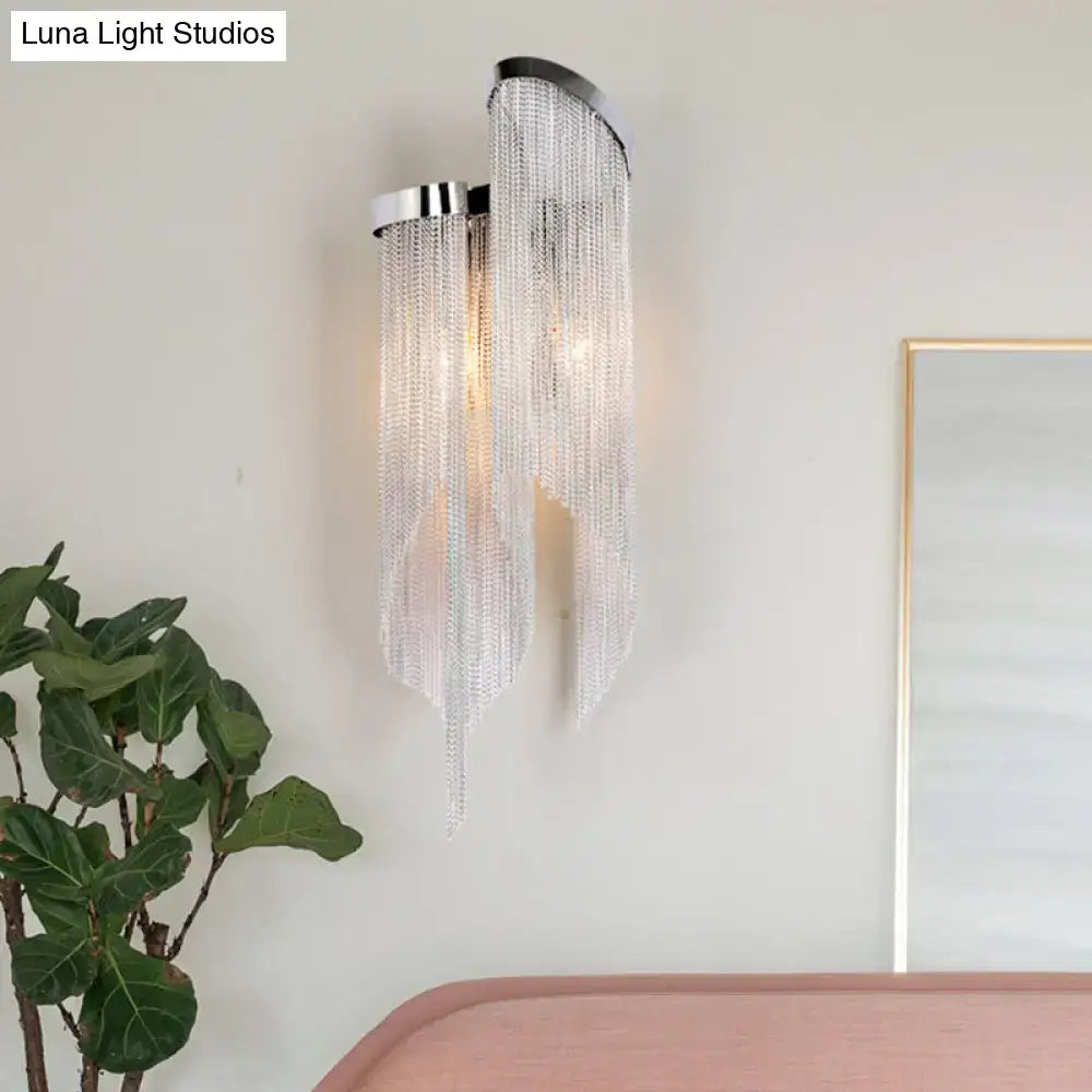 Silver Crystal Tassel Wall Light
