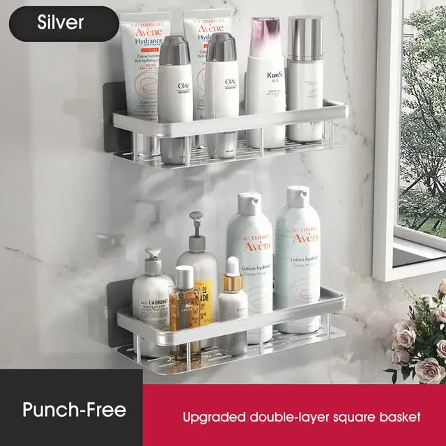 Silver Double Tier Shower Shelf
