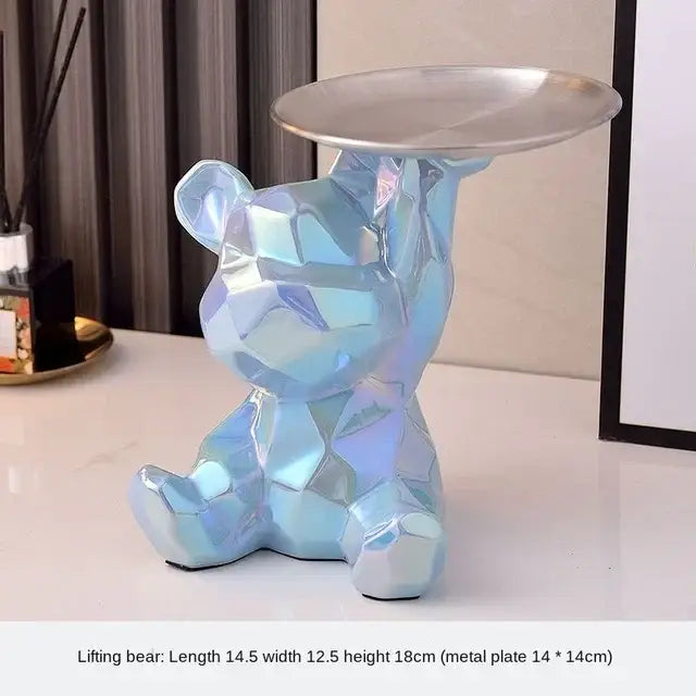 Silver Geometric Bear Box