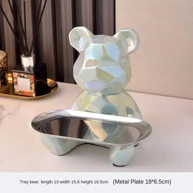 Silver Geometric Bear Box