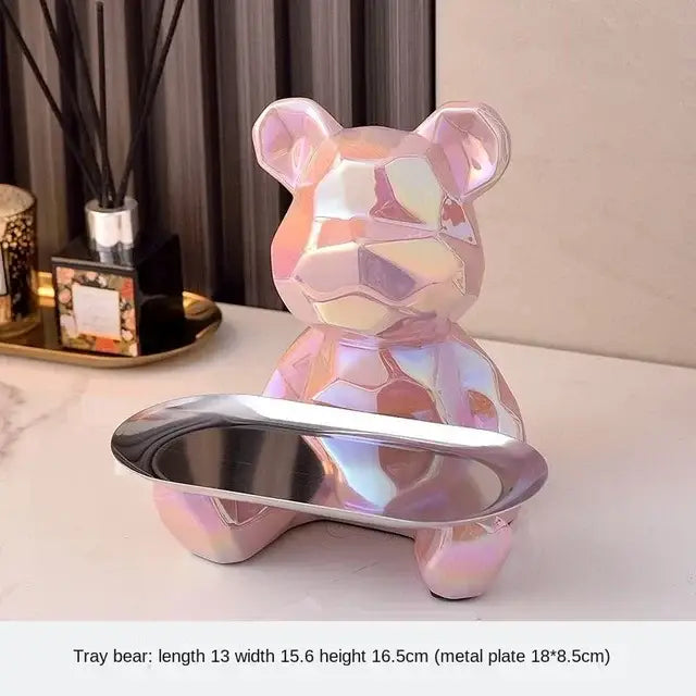 Silver Geometric Bear Box