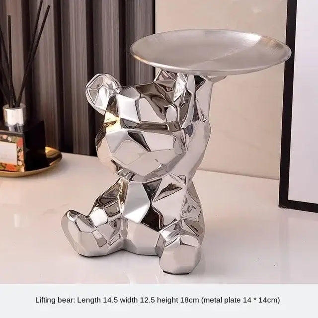 Silver Geometric Bear Box
