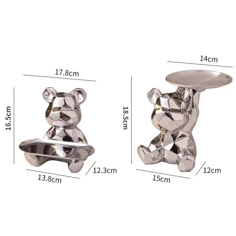 Silver Geometric Bear Box