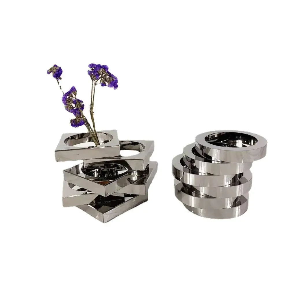 Silver Crystal Circle Vase