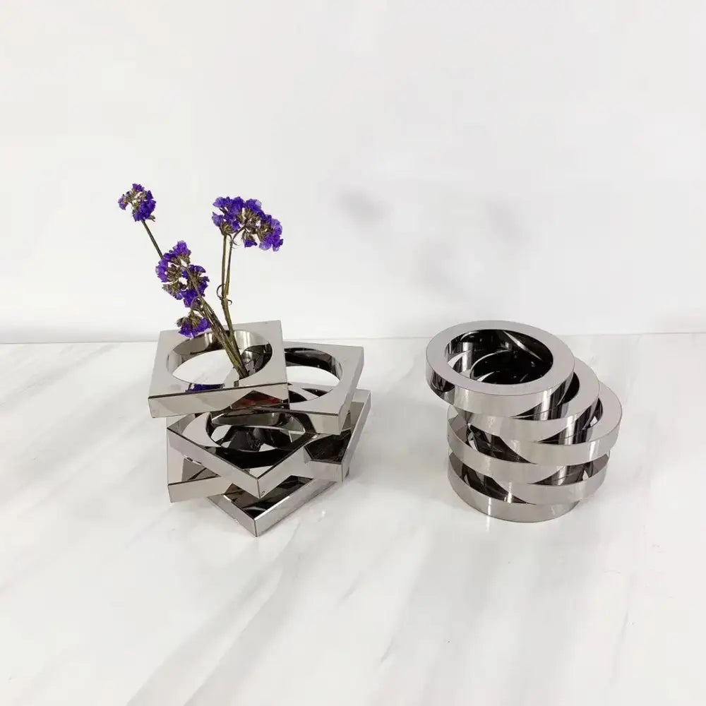 Silver Crystal Circle Vase