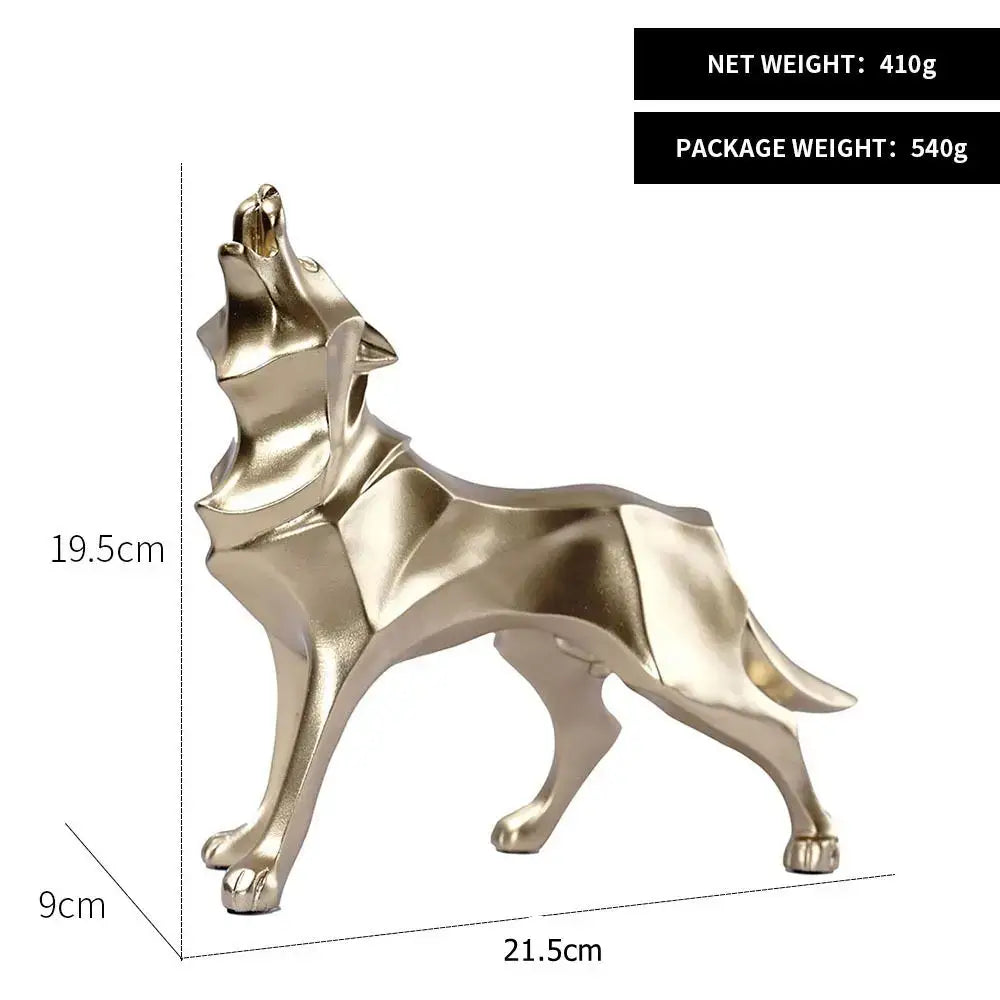 Silver Geometric Wolf Statue