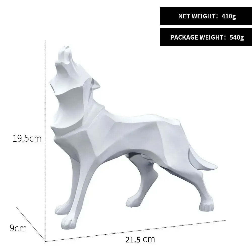 Silver Geometric Wolf Statue