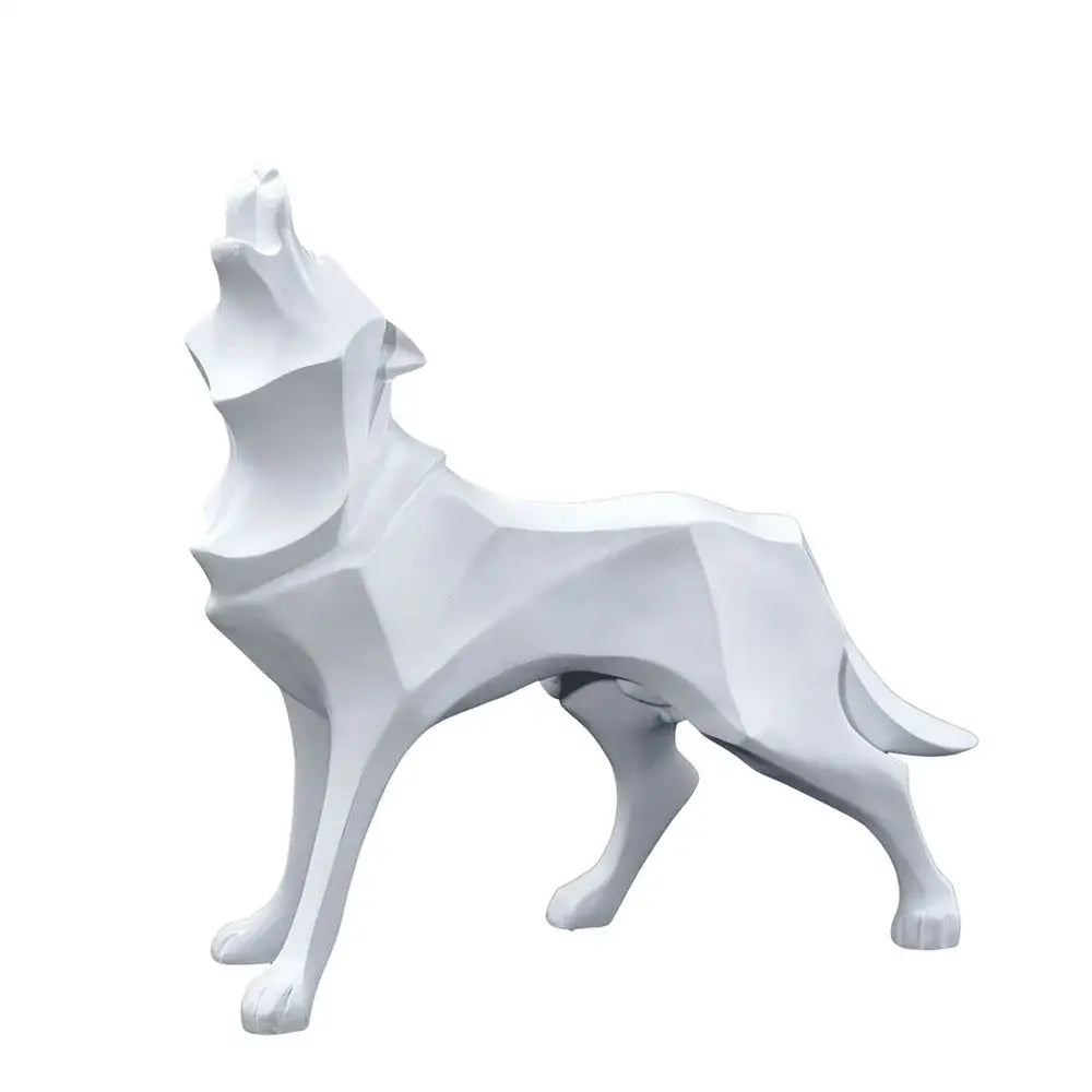 Silver Geometric Wolf Statue