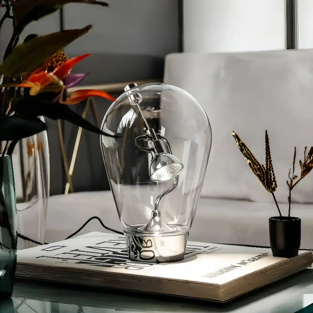 Silver Glass Desk Lamp