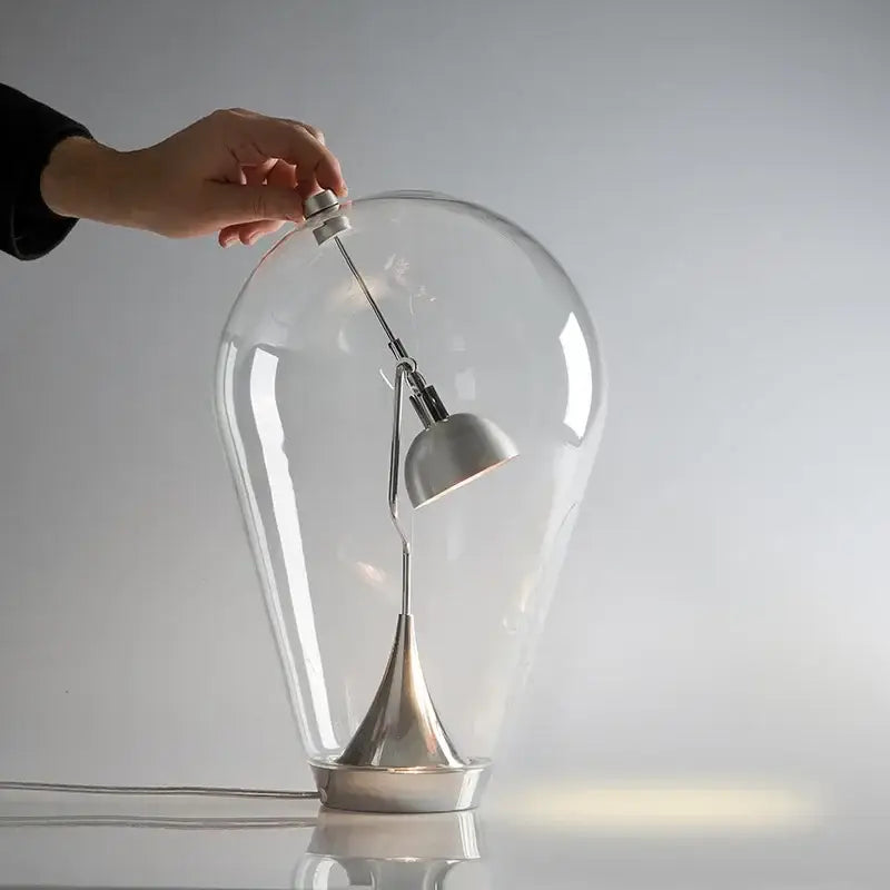 Silver Glass Desk Lamp