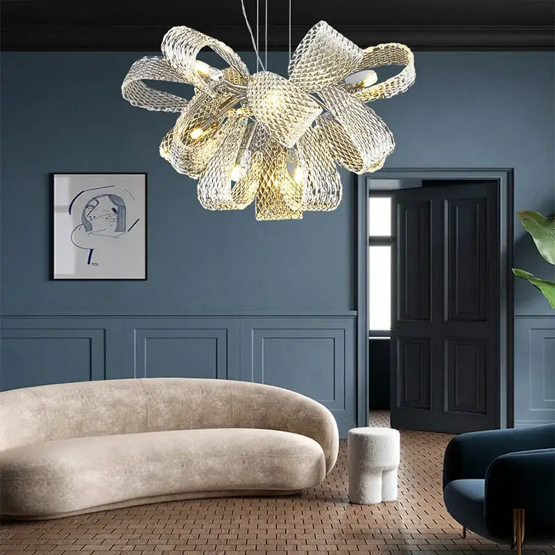 Silver Glass Pinecone Chandelier