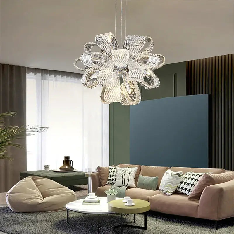 Silver Glass Pinecone Chandelier