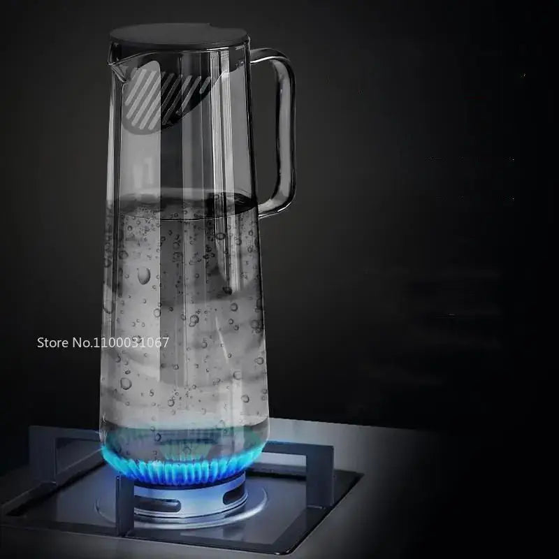 Gray Glass Water Pitcher with Handle Large Capacity