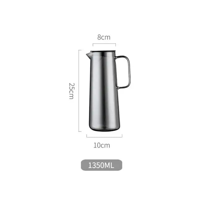 Gray Glass Water Pitcher with Handle Large Capacity